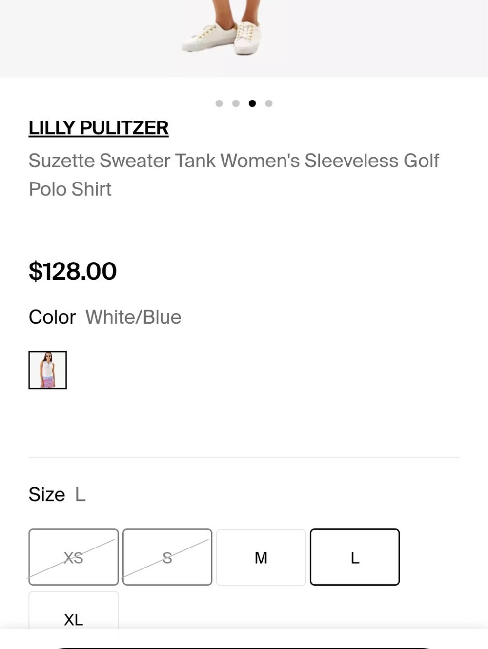 Lilly Pulitzer Suzette Sweater Tank Sleeveless Golf Polo Cableknit White Blue XS - Picture 10 of 10